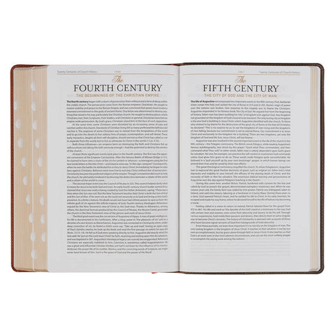 Dark Brown and Honey Brown Faux Leather Large Print King James Version Study Bible with Thumb Index