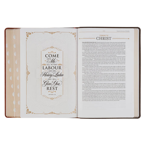 Dark Brown and Honey Brown Faux Leather Large Print King James Version Study Bible with Thumb Index