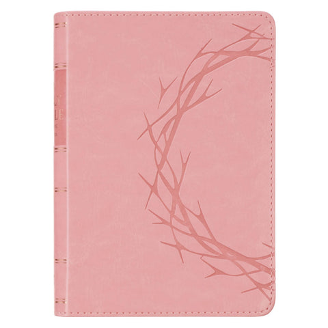 Crown of Thorns Pink faux Leather Large Print Compact King James Bible