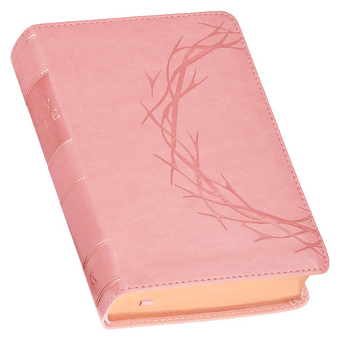 Crown of Thorns Pink faux Leather Large Print Compact King James Bible
