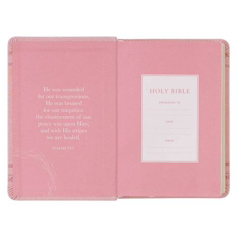 Crown of Thorns Pink faux Leather Large Print Compact King James Bible