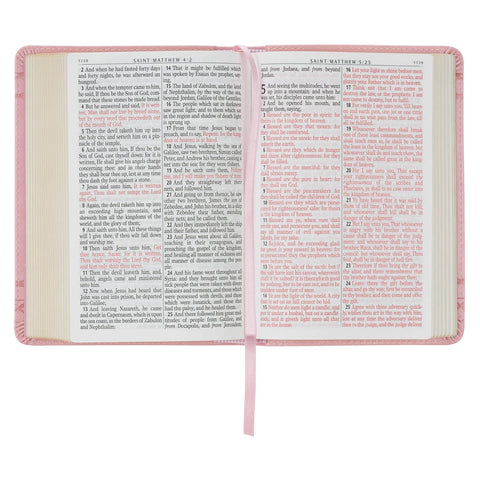 Crown of Thorns Pink faux Leather Large Print Compact King James Bible