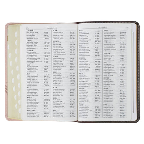 Espresso and Pink Faux Leather Standard-size King James Version Bible with Thumb Index