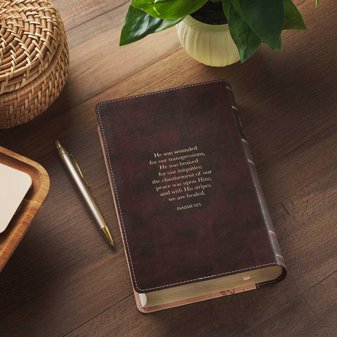 Espresso and Pink Faux Leather Standard-size King James Version Bible with Thumb Index
