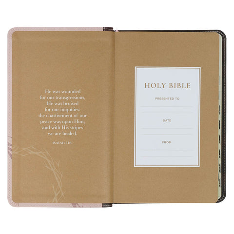 Espresso and Pink Faux Leather Standard-size King James Version Bible with Thumb Index
