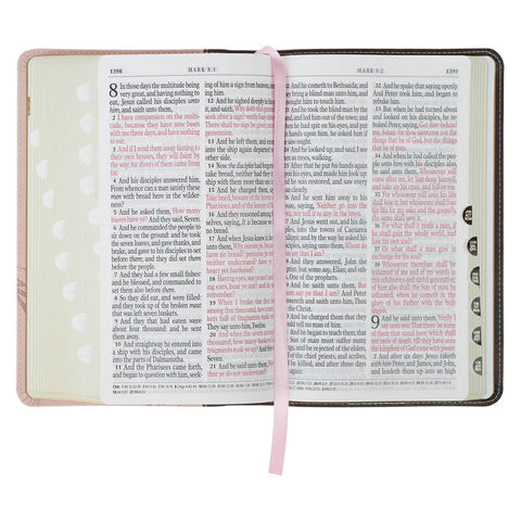 Espresso and Pink Faux Leather Standard-size King James Version Bible with Thumb Index