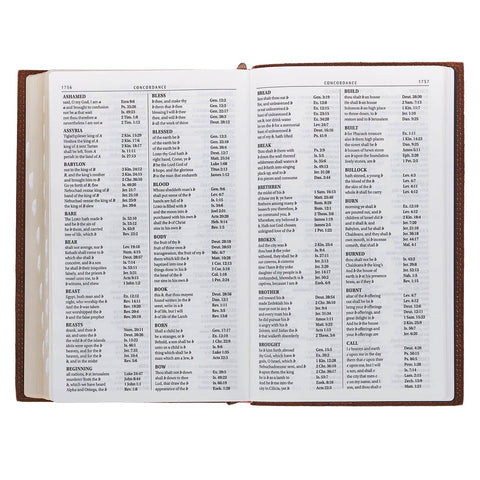 Chestnut Brown Full-grain Leather Giant Print Standard-size King James Version Bible with Thumb Index