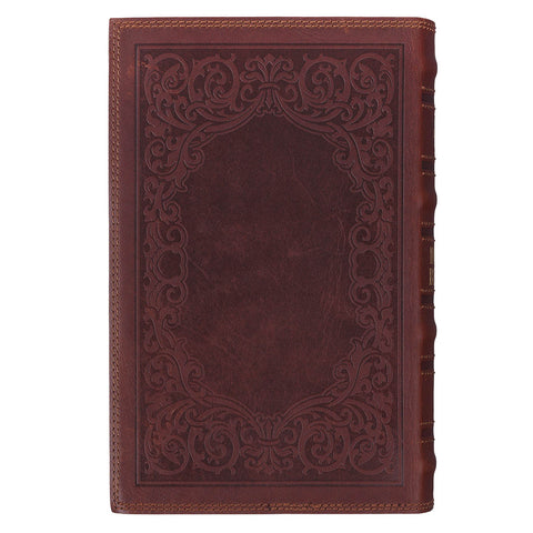 Chestnut Brown Full-grain Leather Giant Print Standard-size King James Version Bible with Thumb Index