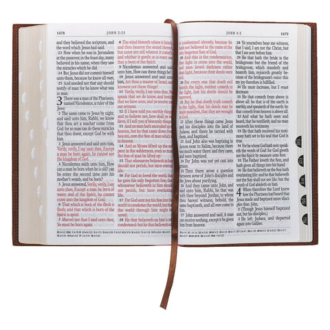 Chestnut Brown Full-grain Leather Giant Print Standard-size King James Version Bible with Thumb Index