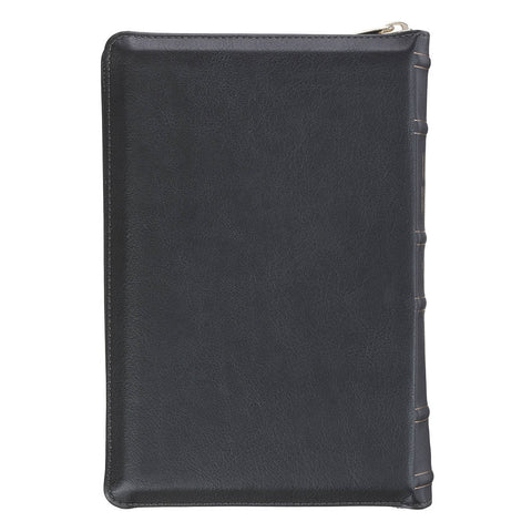 Black Faux Leather Personal-size Giant Print Zippered Compact King James Version Bible