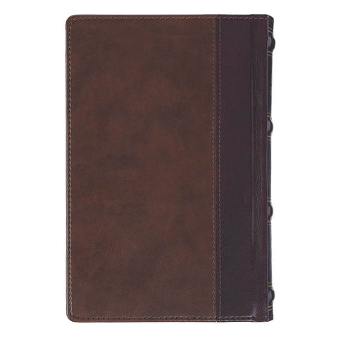 Spice-brown and Burgundy Faux Leather Personal-Size Giant Print Compact King James Version Bible
