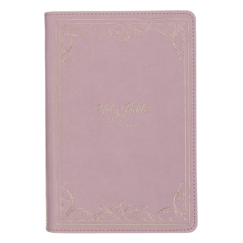 Dusty Rose Faux Leather Personal-Size Giant Print Compact King James Version Bible