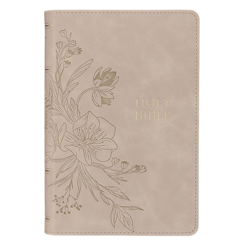 Taupe Faux Leather Personal-Size Giant Print Compact King James Version Bible