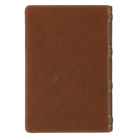Camel Tan Genuine Leather Personal-Size Giant Print Compact King James Version Bible