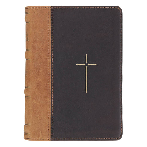 Cross Brown & Tan Genuine Leather Compact King James Version Bible