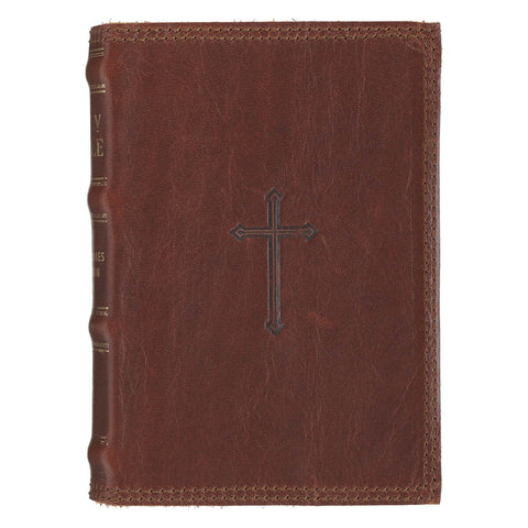 Spice-brown Genuine Leather King James Version Pocket Bible