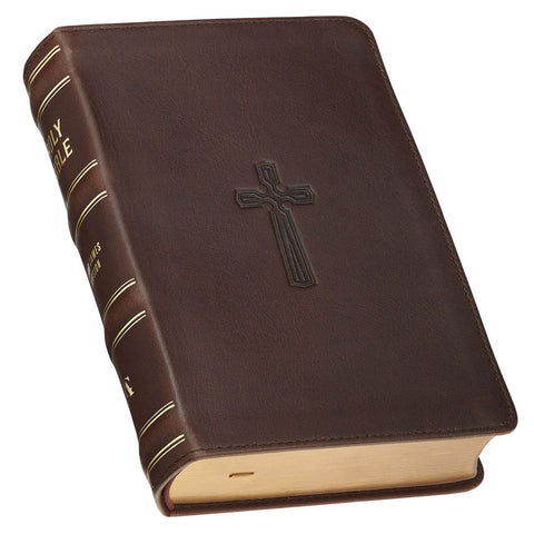 Mahogany Brown Genuine Leather Large Print Compact Bible