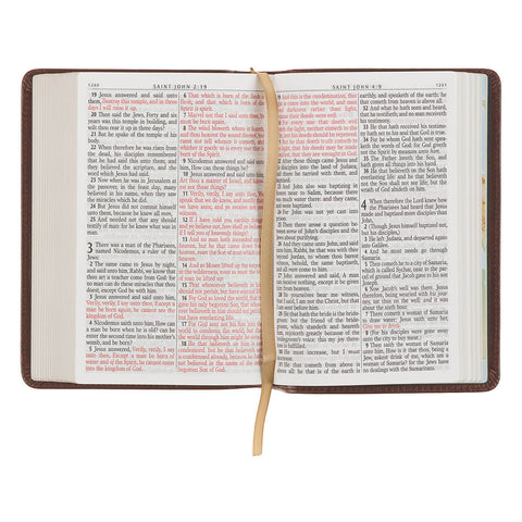 Mahogany Brown Genuine Leather Large Print Compact Bible