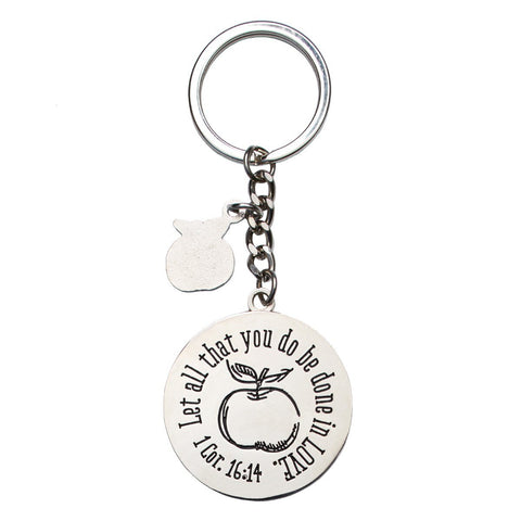 Blue Blessings for a #1 Teacher Key Ring in Tin  - 1 Corinthians