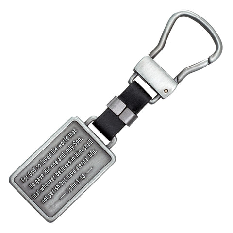 John 3:16 Silver Metal Cross Key Ring in Gift Tin