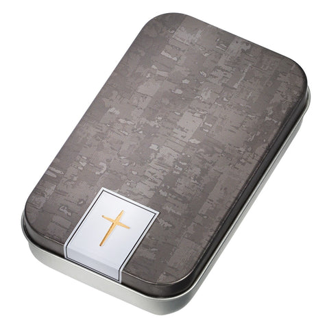 John 3:16 Silver Metal Cross Key Ring in Gift Tin