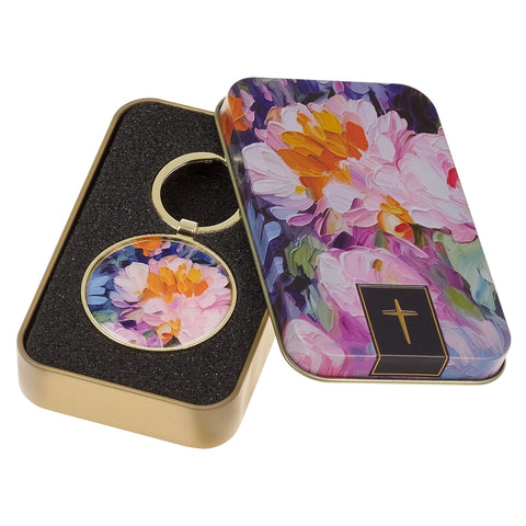 Sweet Friendship Watercolor Garden Metal Keychain