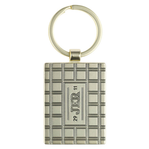 The Plans Modern Blue Grid Keychain in a Gift Tin - Jeremiah 29:11