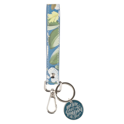 Seek the Kingdom Blue Wrist Strap Keychain - Matthew 6:33