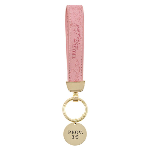 Trust in the Lord Pink Faux Leather Wristlet Keychain - Proverbs 3:5