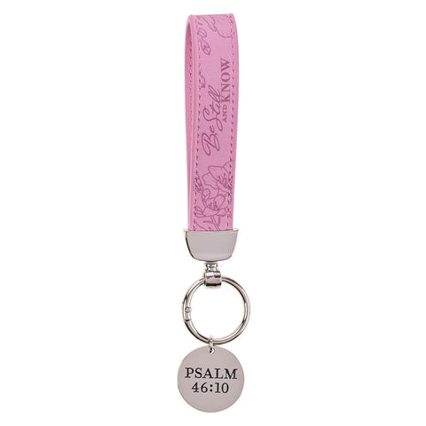 Be Still and Know Lavender Faux Leather Wristlet Keychain - Psalm 46:10