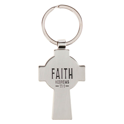 Faith Silver Celtic Cross Metal Keychain - Hebrews 1:11