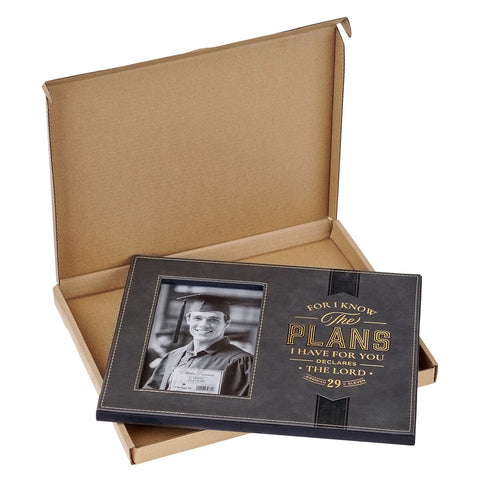 The Plans Charcoal Faux Leather Graduation Photo Frame - Jeremiah 29:11
