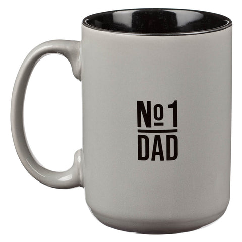 Strong and Courageous Dad Gray Ceramic Coffee Mug - Joshua 1:9