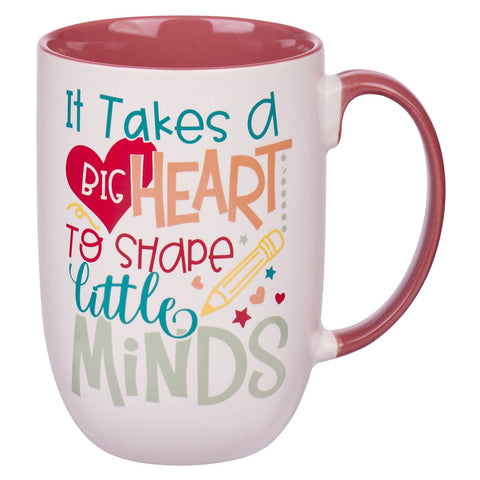 Big Heart White and Pink Ceramic Coffee Mug
