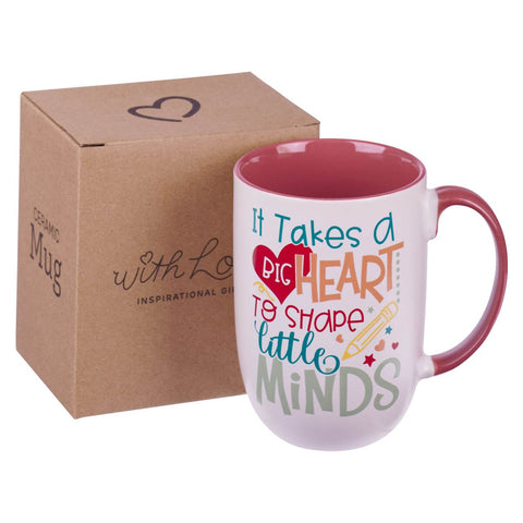 Big Heart White and Pink Ceramic Coffee Mug