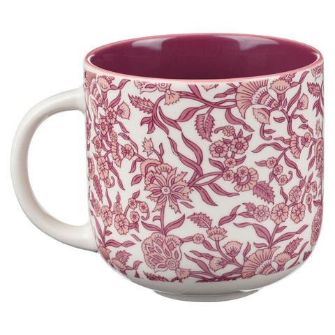 Be Still Pink Spring Floral Ceramic Coffee Mug - Psalm 46:10