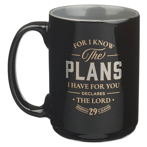 The Plans Black Ceramic Coffee Mug - Jeremiah 29:11