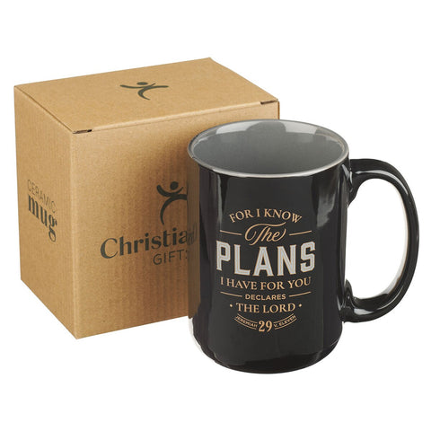 The Plans Black Ceramic Coffee Mug - Jeremiah 29:11