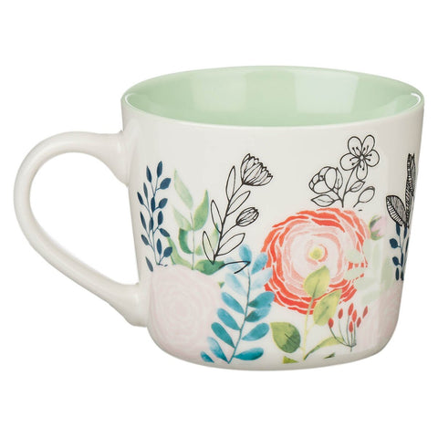 Make Every Day Count Green Floral Ceramic Coffee Mug