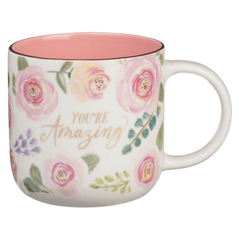 You’re Amazing Pink Floral Ceramic Coffee Mug