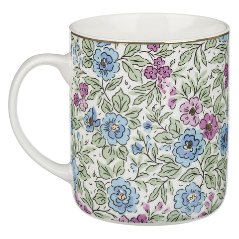 Be Still and Know Purple Trio Floral Ceramic Coffee Mug  - Psalm 46:10