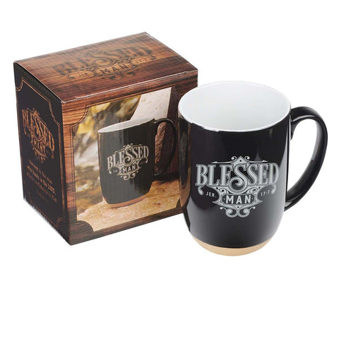 Blessed Man Ceramic Coffee Mug with Dipped Clay Base - Jeremiah 17:7
