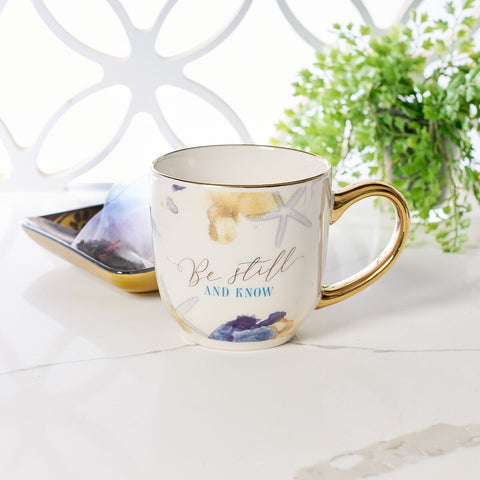 Be Still Watercolored Ocean Ceramic Mug  - Psalm 46:10