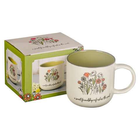 A Sweet Friendship White and Green Ceramic Mug - Proverbs 27:9