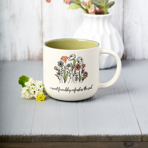 A Sweet Friendship White and Green Ceramic Mug - Proverbs 27:9