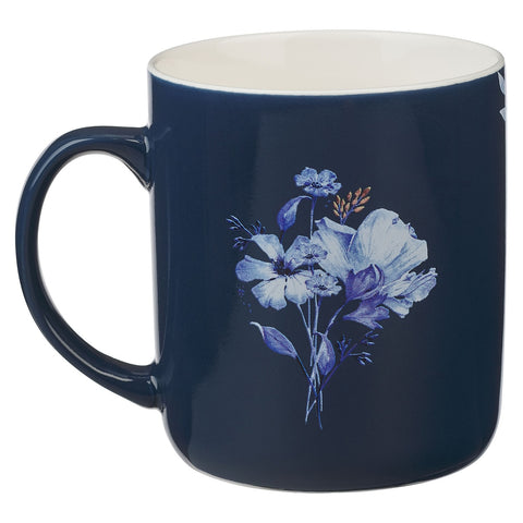 Blue Floral Tile Ceramic Mug Set