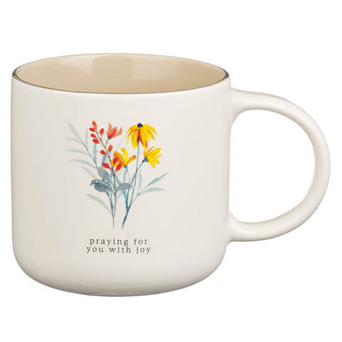 Thinking of You Cream Bouquet Ceramic Mug Set - Philippians 1:3-4