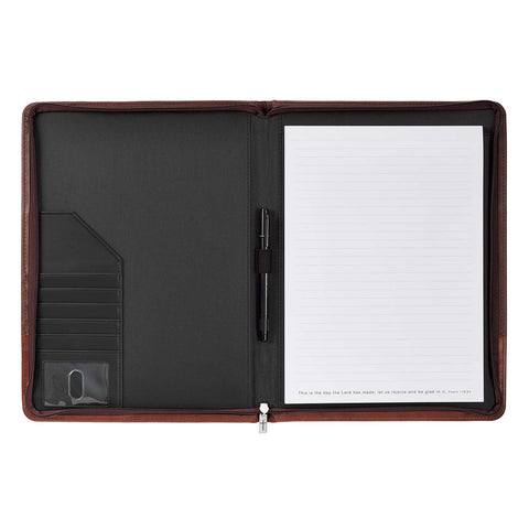 John 3:16 Cross Two-tone Brown Faux Leather Portfolio Folder