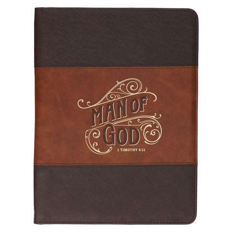 Man of God Honey-brown and Espresso Executive Padfolio - 1 Timothy 6:11