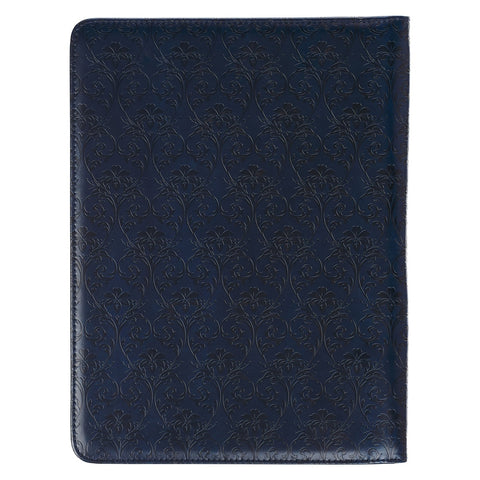 I Know the Plans Flowering Trellis Navy Blue Faux Leather Executive Padfolio - Jeremiah 29:11